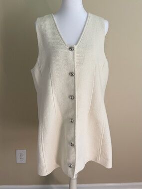 Cream Textured Button-Front dress